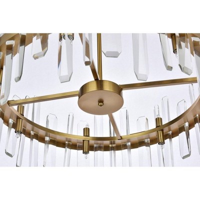 Satin Gold Crystal 14-Light Pendant Chandelier