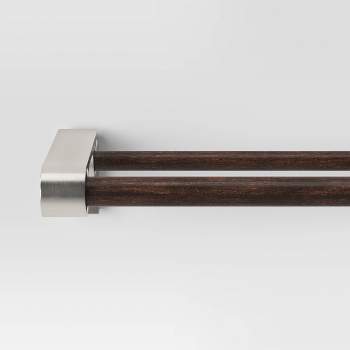 Double Curtain Rod with Easy Install Nickel/Dark Brown - Threshold™