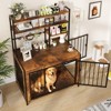 38.6" Dog Crate Furniture with Storage Shelves, Dog Kennel for Large/Medium/Small Dogs, Rustic Brown - 3 of 4