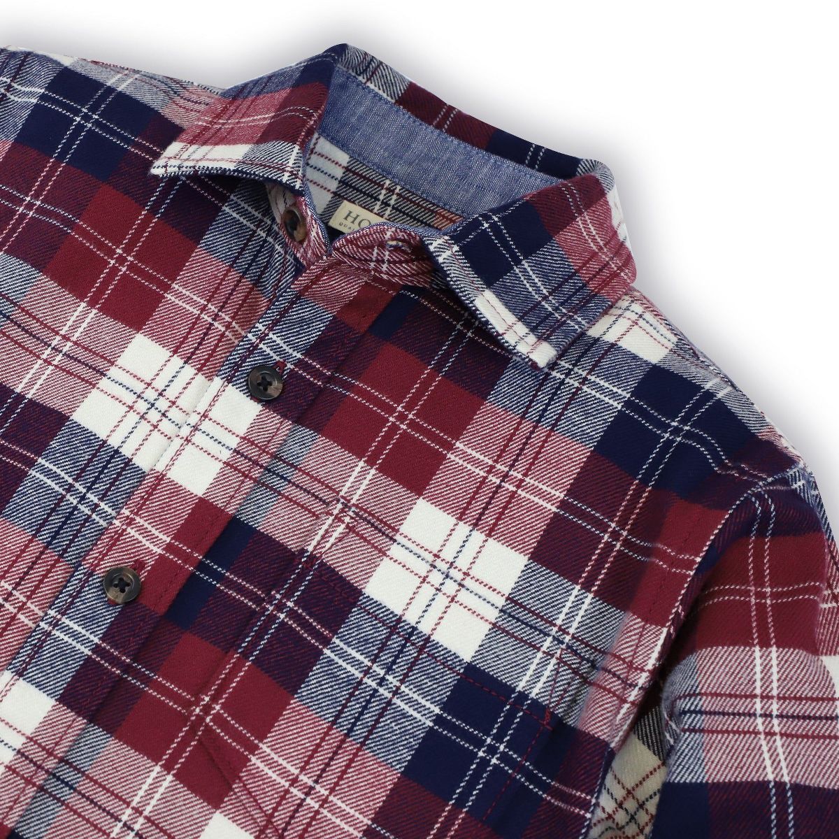 Hope & Henry Boys' Cotton Long Sleeve Brushed Cotton Flannel Button Down Shirt, Infant - thumbnail 5