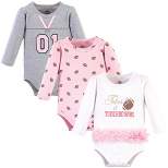 Little Treasure Baby Girl Cotton Long-Sleeve Bodysuits 3pk, Tutus Touchdowns