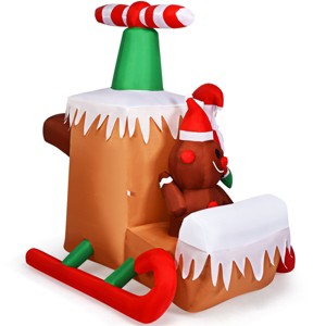 Tangkula Inflatable Christmas Santa Claus Flying Airplane Decoration with LED Bulbs - 1 of 4