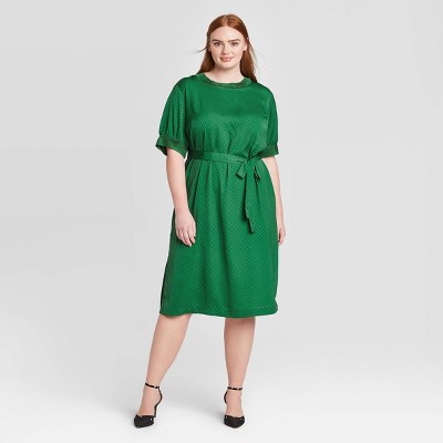 plus size green polka dot dress