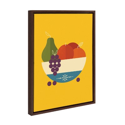 Amber Leaders Designs Fruit Bowl Framed Canvas Art, 18x24, Walnut Brown
