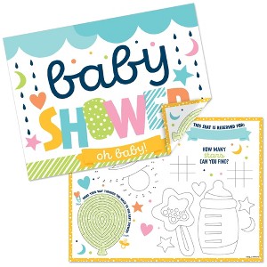 Big Dot of Happiness Colorful Baby Shower - Paper Gender Neutral Party Coloring Sheets - Activity Placemats - Set of 16 - 1 of 4