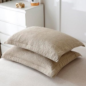 LISM 100% Cotton Quilted Pillow Shams, 26" x 20" (Pack of 2) - 1 of 4
