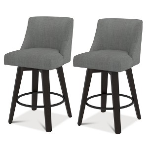 Dyonery Single Swivel Bar Stool with Back & Footrest, 26 Inch Counter Height Barstool for Kitchen Island - 1 of 4