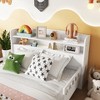 CAVINAS Full Size Pine Wood Platform Bed Frame with Bookcase Headboard & Guardrails,No Box Spring Needed - 3 of 4