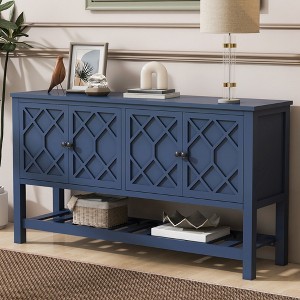 Elegant Entryway Console Table with Polygonal Door, Bottom Shelf, Stylish MDF Storage Cabinet for Entryway, Hallway, Living Room, Foyer, Study - 1 of 4