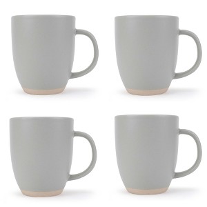 Elanze Designs Raw Clay Bottom Ice Grey 13 ounce Ceramic Coffee Mugs Set of 4 - 1 of 4