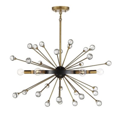 Como Black and Gold Crystal Sputnik Chandelier