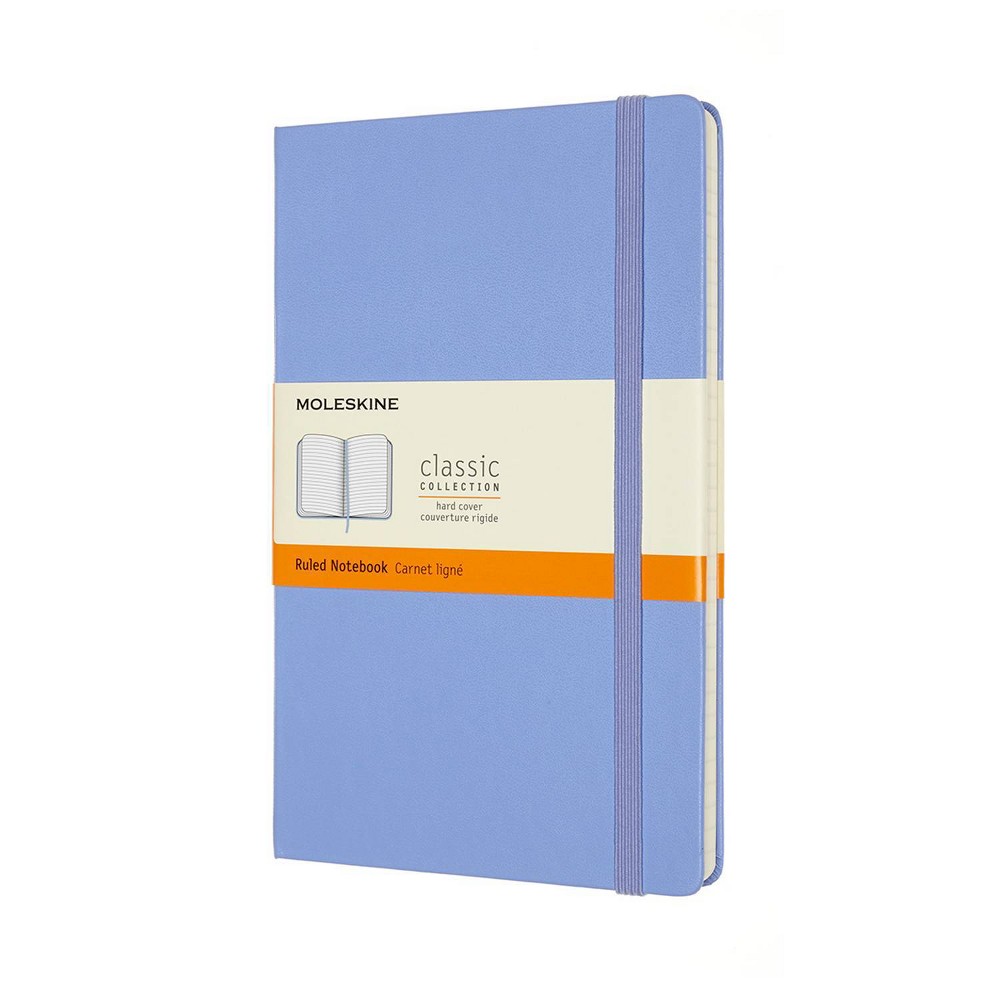 Moleskine Narrow Rule Notebook Hard Cover 8.25"x5" Classic Hydrangea Blue: Journal, Acid-Free, Ribbon Marker, 240 Pages