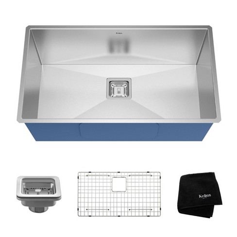 Kraus Pax 31 5 Rectangular Undermount Single Bowl Stainless Steel Kitchen Sink