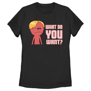Women's Rick And Morty Kirkland Mr. Meeseeks What Do You Want? T-Shirt - 1 of 4