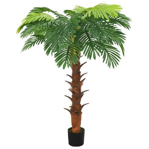 Aghana Digitals 63" Indoor Artificial Cycas Palm - Green Synthetic Plastic, Cylindrical Shape, - 1 of 4