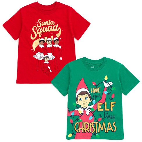 The Elf on the Shelf Christmas Little Boys 2 Pack T-Shirts Red / Green 7-8