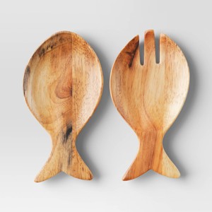 2pc Wooden Fish Shape Salad Serving Set - Threshold™ - 1 of 3