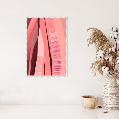 Pink Layers Abstract Canvas Art with White Floater Frame