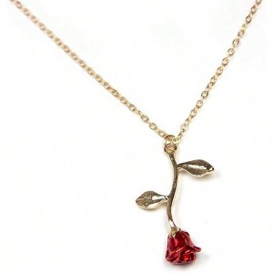 Gold Rose Necklace for Women, Trendy and Cute Aesthetic Minimalist Daily Routine - 1 of 4
