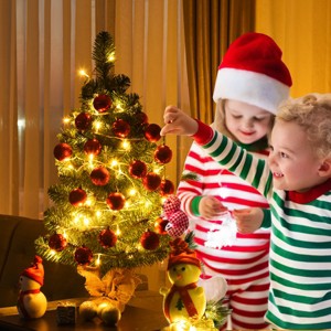 Tangkula 2'PVC Artificial Small Christmas Tree Holiday Season Decoration - 1 of 4