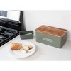 Nat & Jules Matte Green 12 x 7 Metal Enamel Rubber Wood Lidded Bread Box - 4 of 4