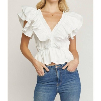 Women's Ruffled Peplum Top - entro