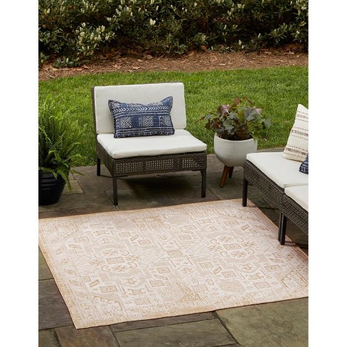 Unique Loom 5' 3 X 5' 3 Square Indoor/outdoor Aztec Natural Area Rug ...