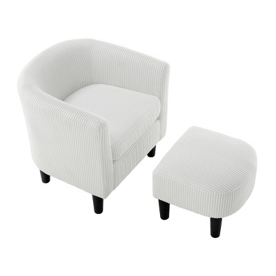 TIRAMISUBEST Modern Accent Chair,Upholstered Arm Chair Corduroy Single Sofa Chair with Ottoman Foot