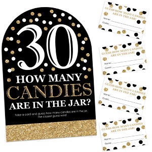 Big Dot of Happiness Adult 30th Birthday - Gold - How Many Candies Birthday Party Game - 1 Stand and 40 Cards - Candy Guessing Game - 1 of 4
