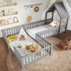 Okak Twin/Full House Floor Bed Frame with Door & Full-length Guardrails,Solid Wood Double Bed for Kids,No Spring Box Needed - 2 of 4