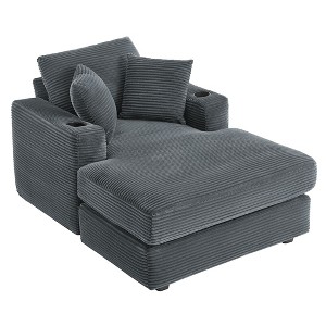 Hyleory Corduroy Chaise Lounge Chair Single Seater Recliner with Ottoman Modern Accent Chair for Living Room or Bedroom - 1 of 4