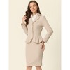 INSPIRE CHIC Women's Business Long Sleeve Notched Lapel Peplum Blazer Pencil Skirt Suit Set 2 Pcs - 4 of 4