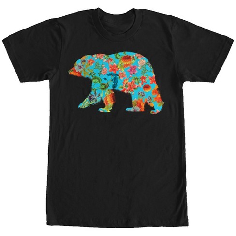 Men's Lost Gods Flower Print Bear T-shirt - Black - Large : Target