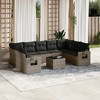 vidaXL 10 Piece Patio Sofa Set with Cushions Gray Poly Rattan - Without Table - 2 of 4