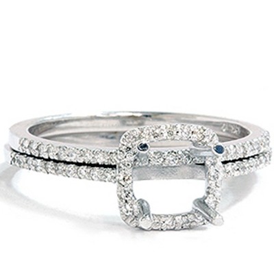 Pompeii3 3/8ct VS1 Diamond Engagement Semi Mount White Gold Ring Set