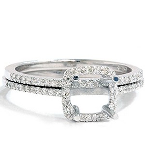 Pompeii3 3/8ct VS1 Diamond Engagement Semi Mount White Gold Ring Set - 1 of 4