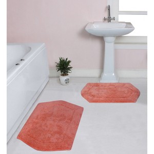 Waterford Collection Tufted Bath Rug, Extra Soft and Absorbent, Non-Slip Bath Mats, Machine Washable bath rugs for Bathroom, 2 Piece Set, Coral - 1 of 4