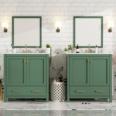 NicBex 30/36/60/72"Bathroom Vanity Set with Ceramic Sink,2 Doors&1 Drawer,Multifunctional Storage Cabinet Combo,4" Faucet Hole(No Faucet)