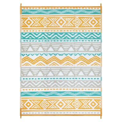 Lahome Waterproof Outdoor Back to College Series Reversible Boho Plastic Straw Mat for Patio,Balcony,Deck