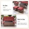 POCASSY 6" Thick Cushion Patio Furniture Set, Brown Wicker Outdoor Conversation Set with Swivel Chairs Tempered Glass Top Coffee Table and Ottoman - 3 of 4