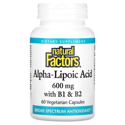 Natural Factors Alpha-Lipoic Acid with B1 & B2, 600 mg, 60 Vegetarian Capsules