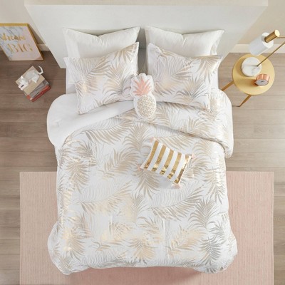 5pc Full/Queen Liliana Tropical Metallic Printed Comforter Set - Gold