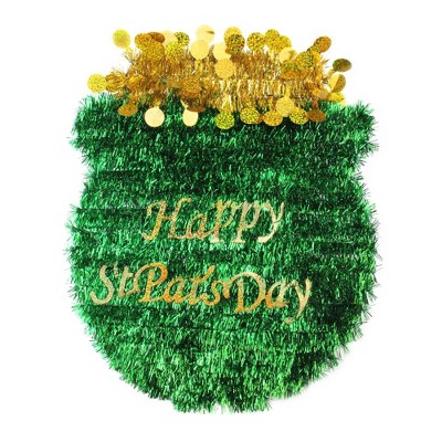 Northlight 17" St. Patrick's Day Irish Tinsel Pot O' Gold Window Decoration