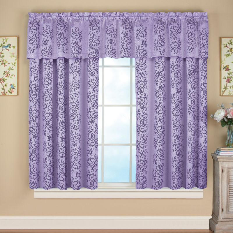 Collections Etc Scroll Insulated Sheen Curtain Panel, Single Panel,, 3 of 5