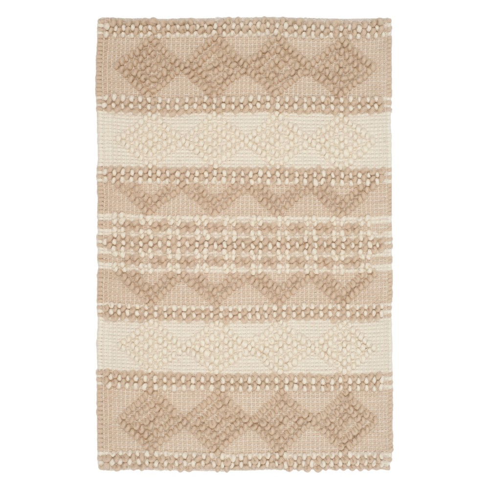  Geometric Woven Accent Rug Beige/Ivory