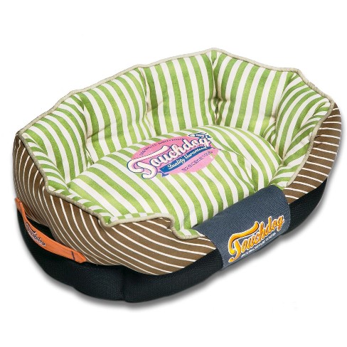 Touchdog Neutral-Striped Rectangular Rounded Designer Dog Bed - image 1 of 2