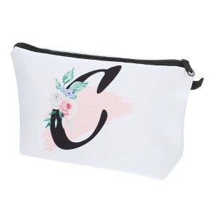 Unique Bargains Large Capacity Zipper Personalized Small Makeup Bag White - 1 of 4
