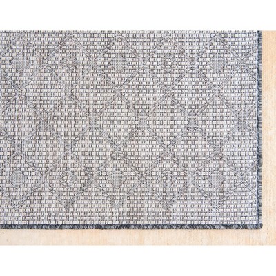 Charcoal Gray Trellis Rectangular 4' x 6' Washable Outdoor Rug