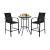 Tangkula 3 PCS Patio Bistro Set Outdoor Table & Chairs Set w/Tempered Glass Top Black - 4 of 4