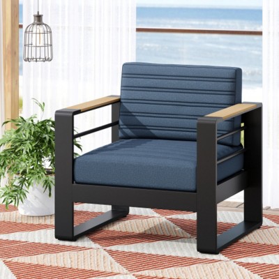 Outdoor Club Chair with Cushions and Sturdy Aluminum Frame, All-Weather Patio Accent Armchair for Balcony or Backyard – The Pop Home